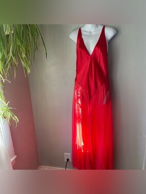 Victoria's Secret Red Sheer Slip Nightgown